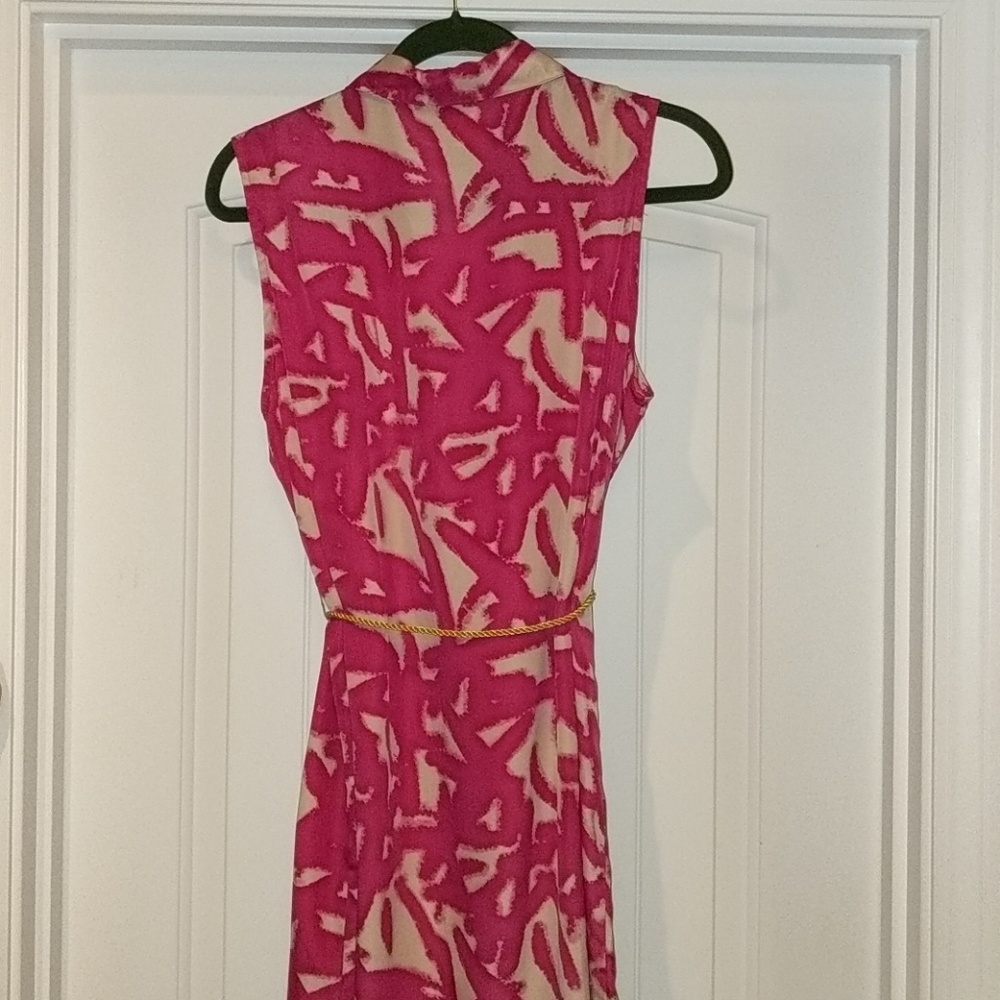 NWT MM Couture abstract pink/tan shirt dress,L - Picture 3 of 8